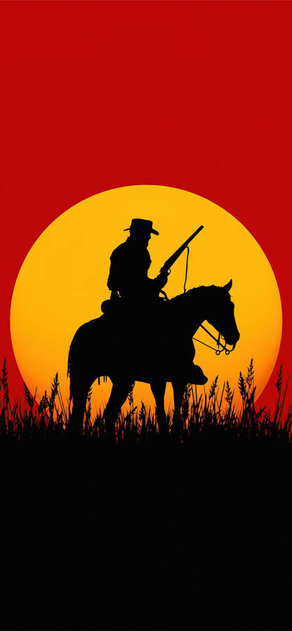 Cowboy Sunset Silhouette Art Wallpaper