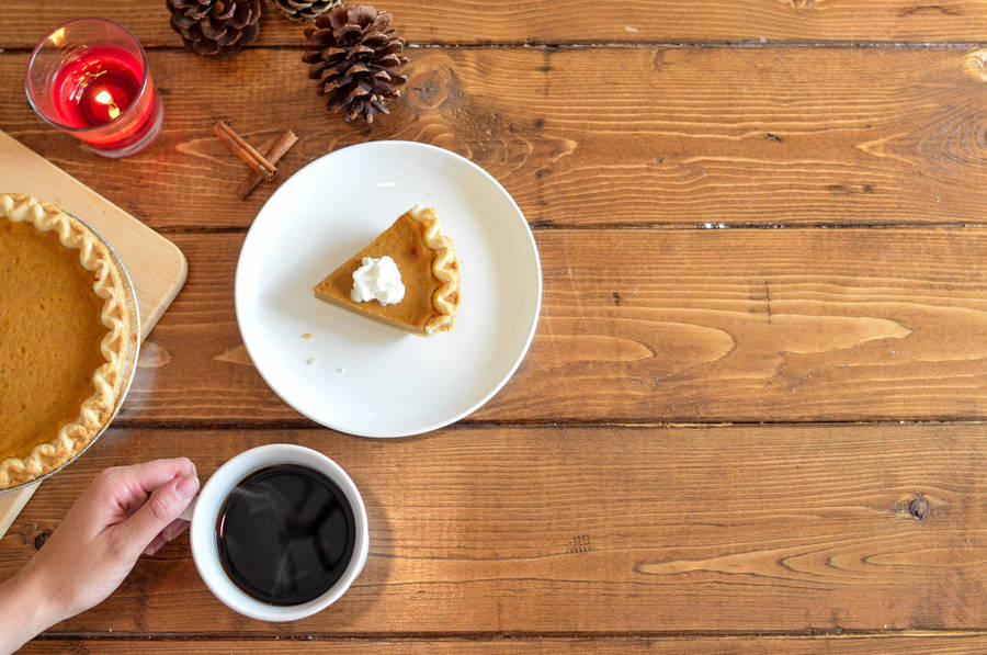 Cozy Autumn Coffee And Pie Wallpaper