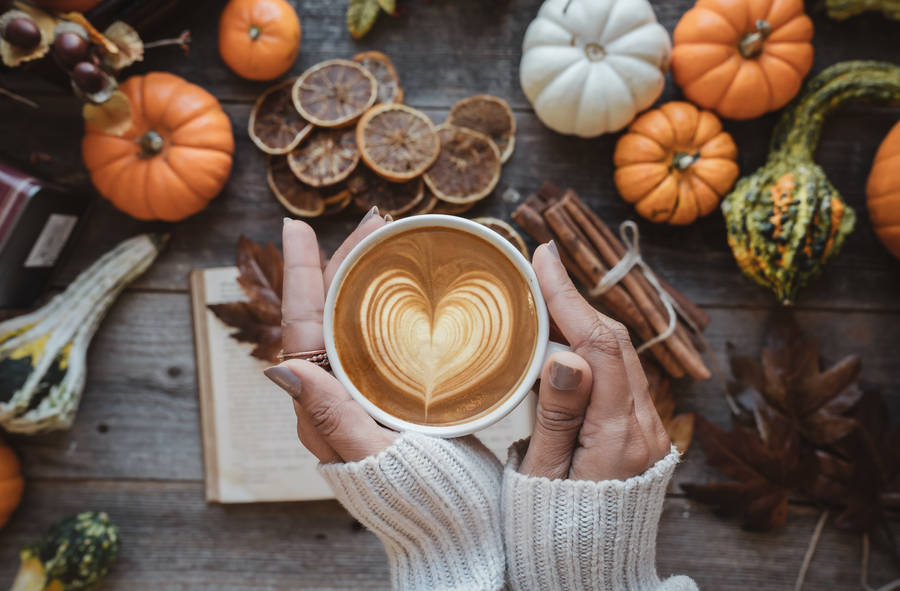 Cozy Autumn Hands Coffee Wallpaper