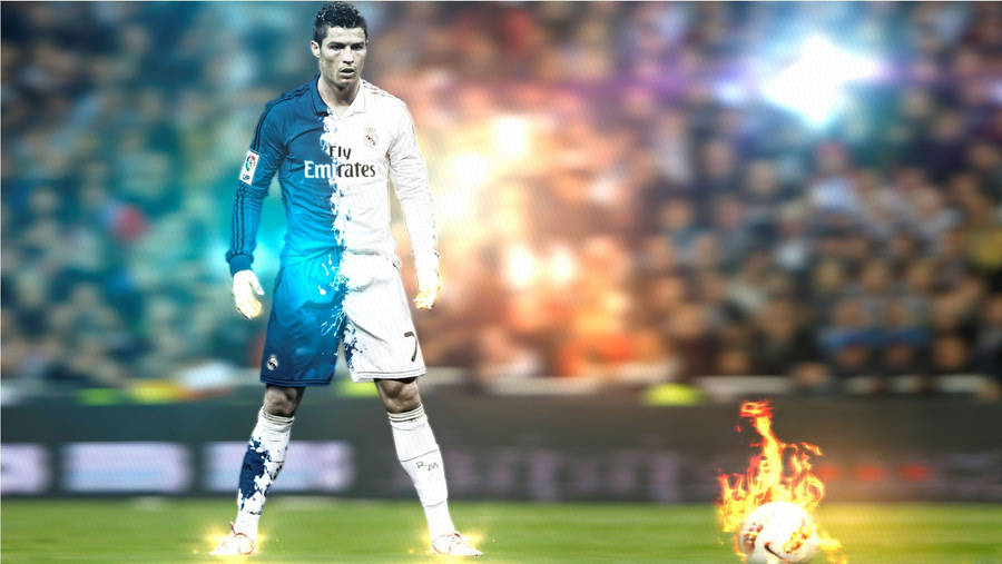 Cr7 Fiery Football Game Wallpaper