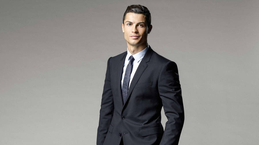 Cr7 Hd Dashing Black Suit Wallpaper