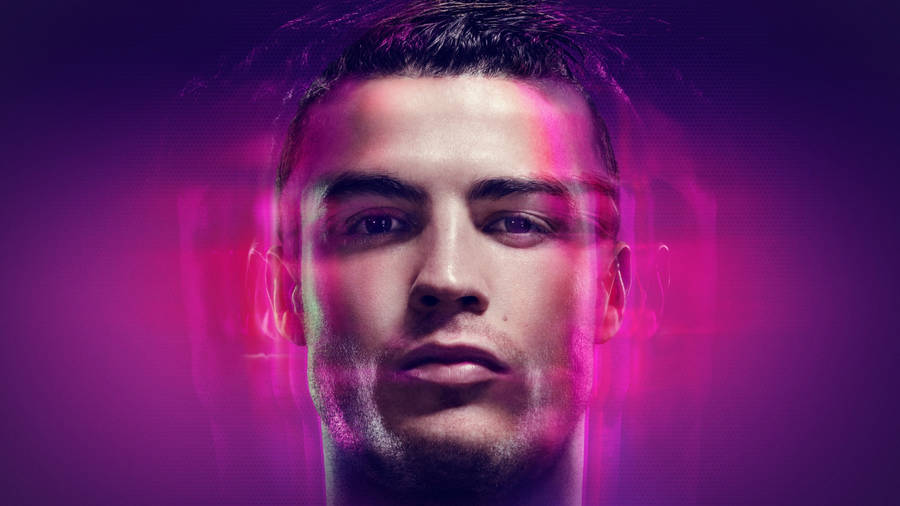 Cr7 Hd Neon Glitching Wallpaper