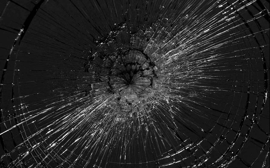 Cracked Computer Screen Bullet Hole Wallpaper