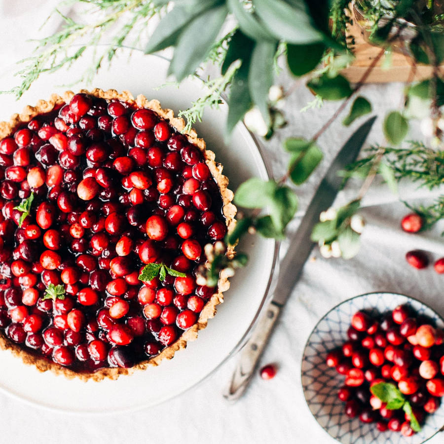 Cranberries In Printed Bowl Wallpaper