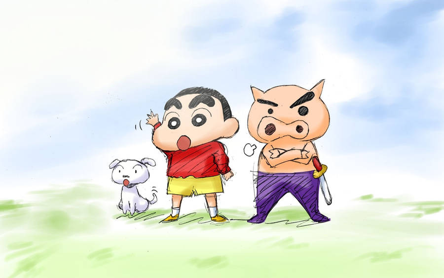 Crayon Shin Chan Shinnosuke And Buriburizaemon Wallpaper