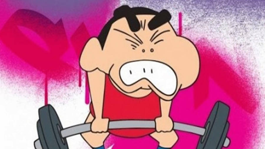 Crayon Shin Chan Shinnosuke Lifting Barbell Wallpaper