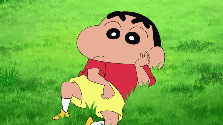 Crayon Shin Chan Shinnosuke On Grass Wallpaper