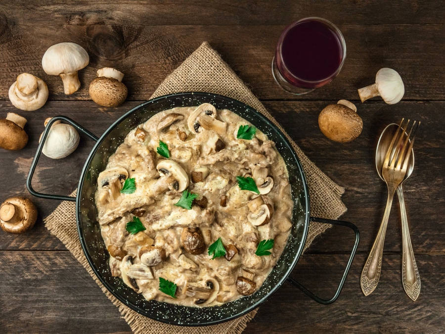 Creamy Beef Stroganoff With Mushrooms Wallpaper