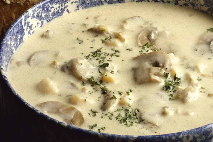 Creamy Mushroom Chowder In A Bowl Wallpaper