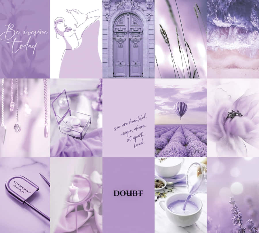 Create A World Of Your Own With This Beautiful Purple Aesthetic Collage Wallpaper