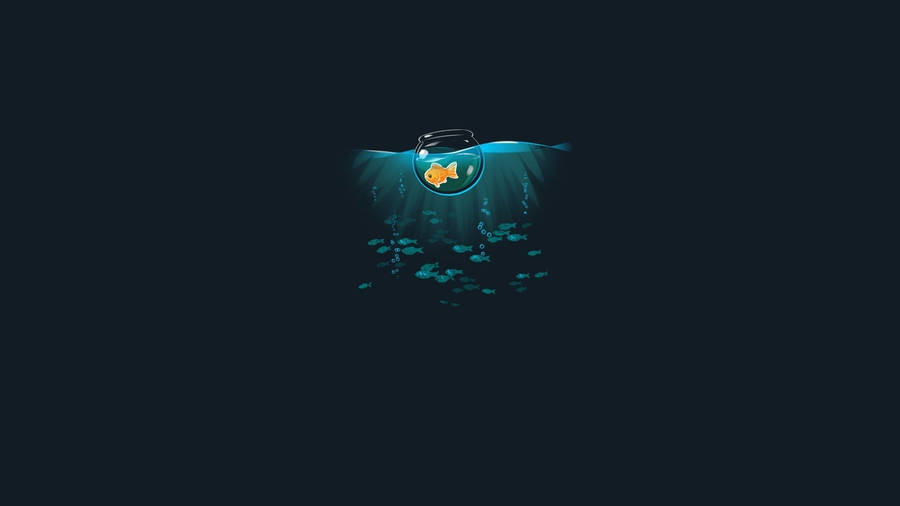 Creative Fish Bowl In Sea Wallpaper