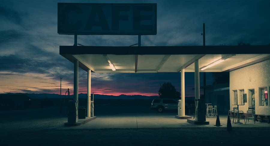 Creepy Gas Station Café Wallpaper