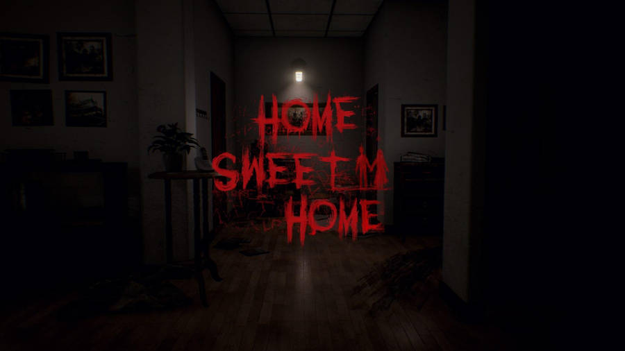 Creepy Home Sweet Home On Dark Room Wallpaper