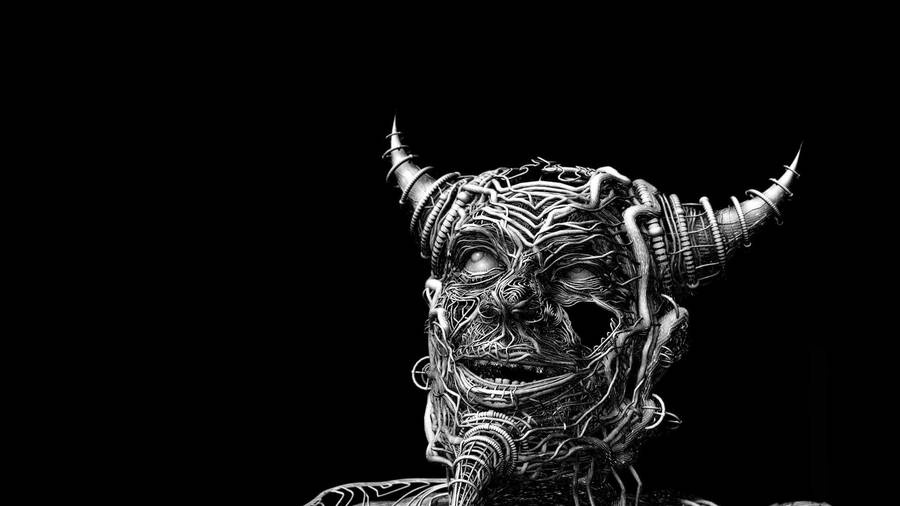 Creepy Metallic Black Devil Hd Wallpaper