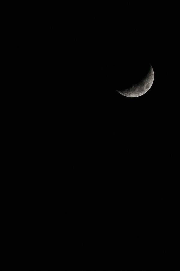 Crescent Moon In Dark Sky Wallpaper