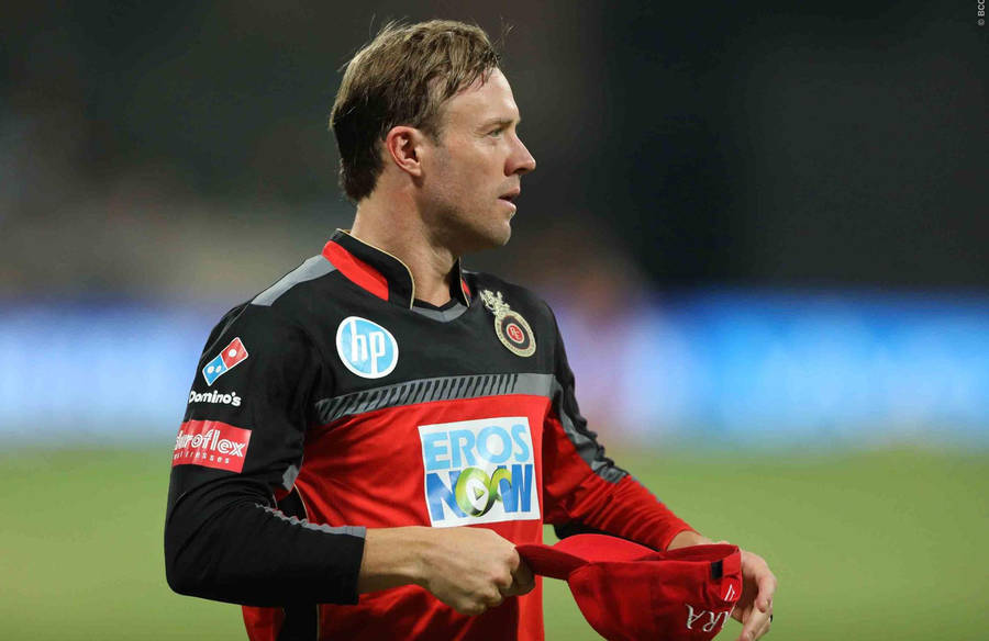 Cricketer Ab De Villiers In Rcb Action Wallpaper