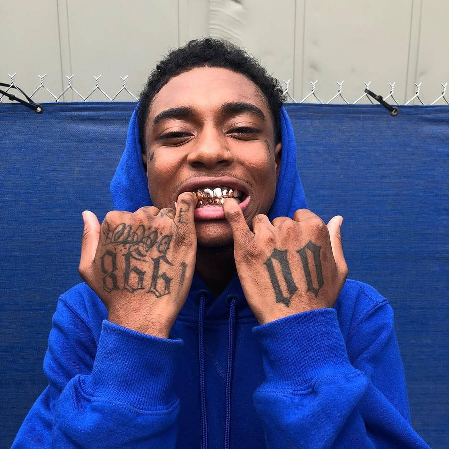 Crip Gang Member Blue Hoodie Wallpaper