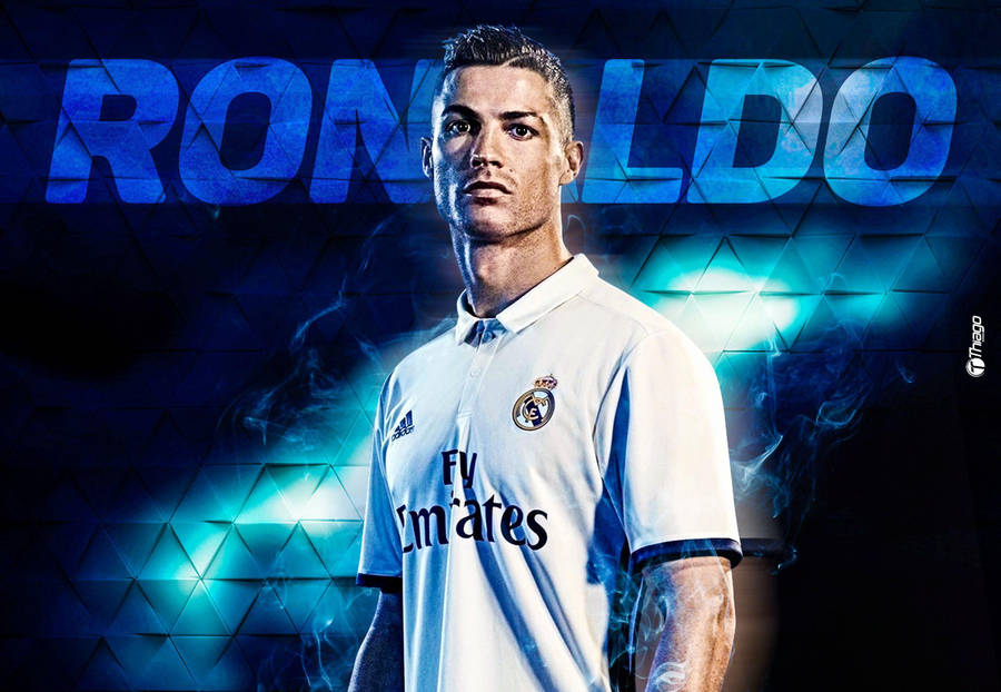Cristiano Ronaldo Blue Artwork Wallpaper