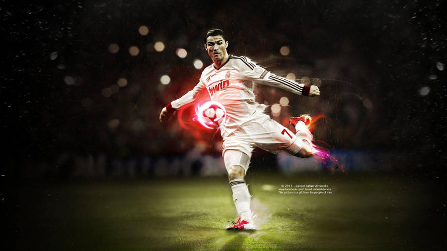 Cristiano Ronaldo Glowing Football Art Wallpaper