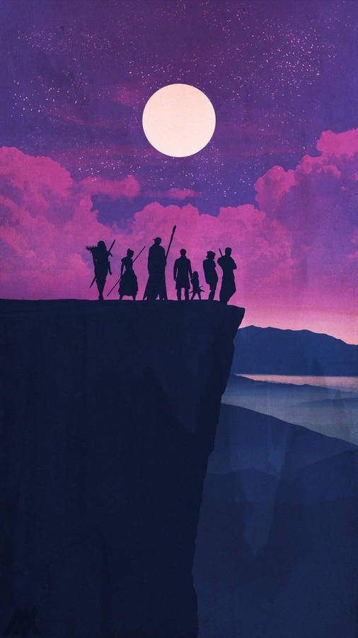 Critical Role Mighty Nein Purple Silhouette Wallpaper