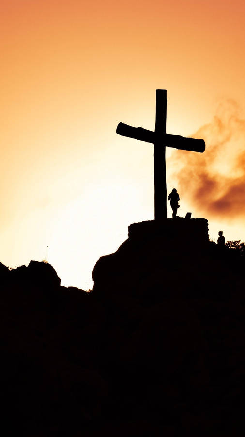 Cross On A Hill Christian Iphone Wallpaper