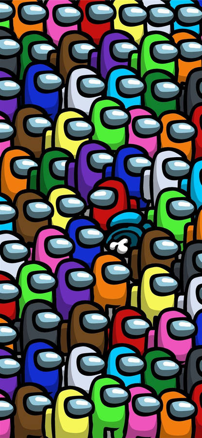 Crowd Of Crewmates Among Us Iphone Wallpaper