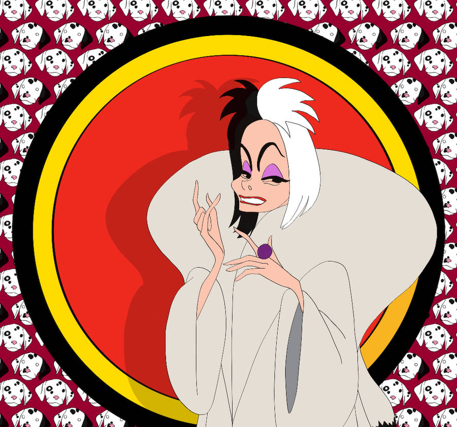 Cruella Against 101 Dalmatians Background Wallpaper