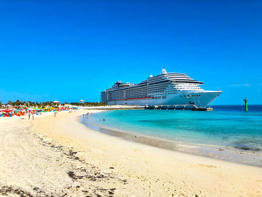 Cruise Ship In A Beach Wallpaper