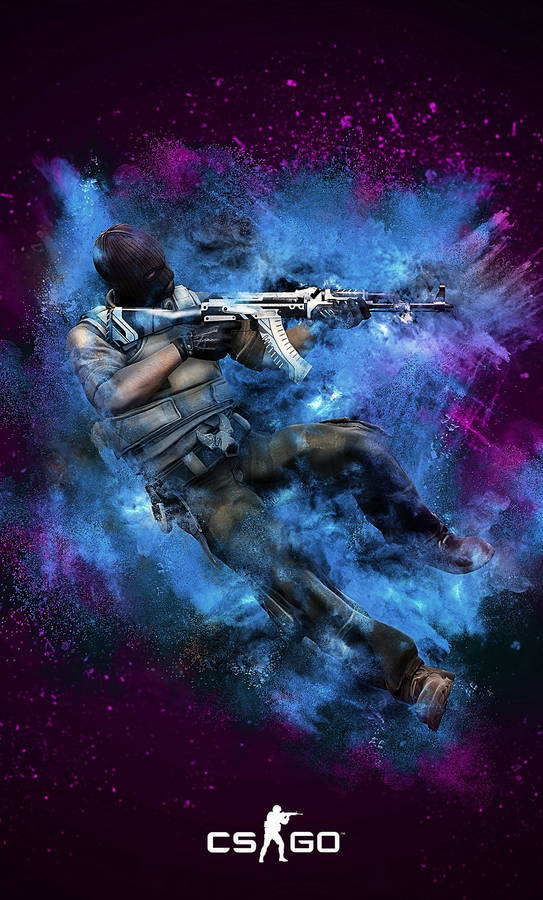 Cs Go Soldier In Blue Smoke Cloud Iphone Wallpaper