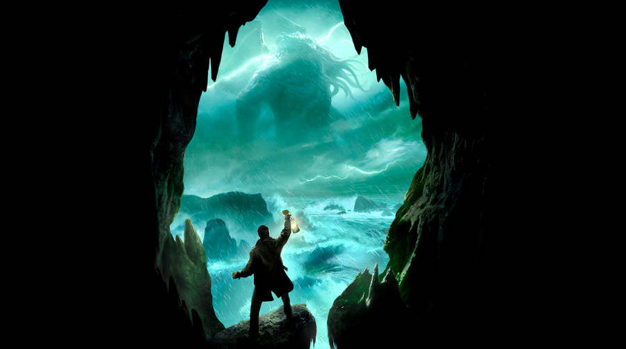 Cthulhu Man In Cave Wallpaper