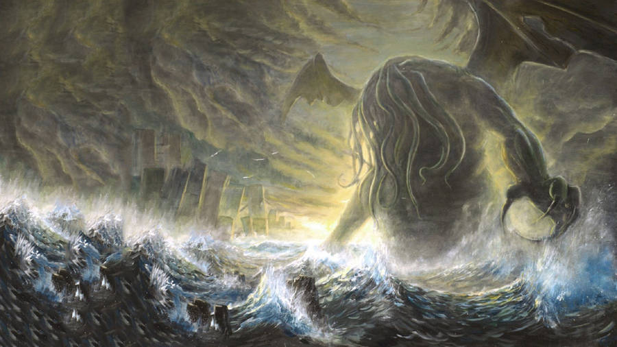 Cthulhu Sea Monster Painting Wallpaper