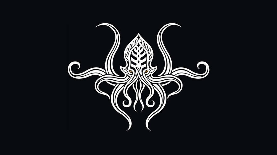 Cthulhu White Octopus Symbol Wallpaper