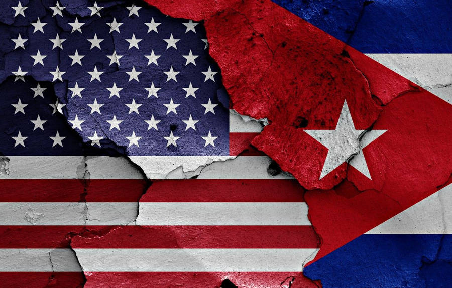 Cuban Flag And Usa Flag Torn Wallpaper