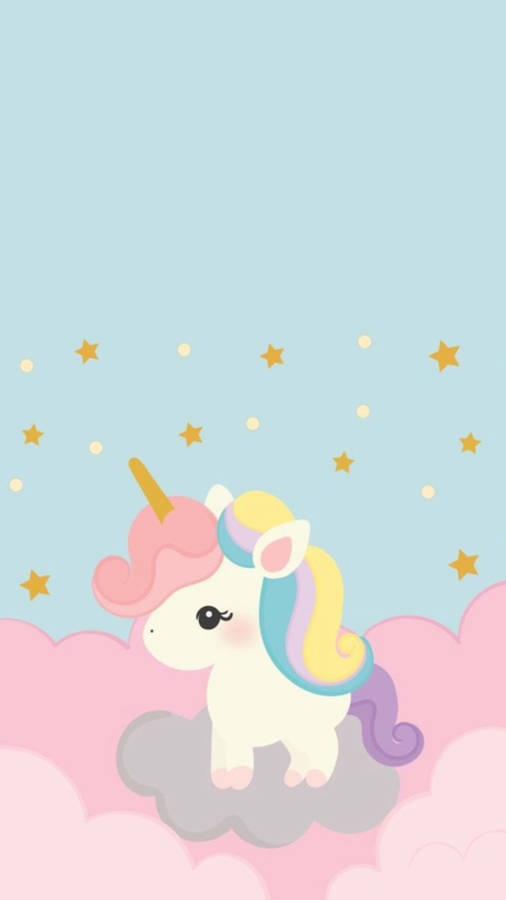 Curly Rainbow Unicorn Wallpaper