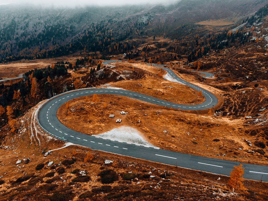 Curving Mountain Road Best Autumn Wallpaper