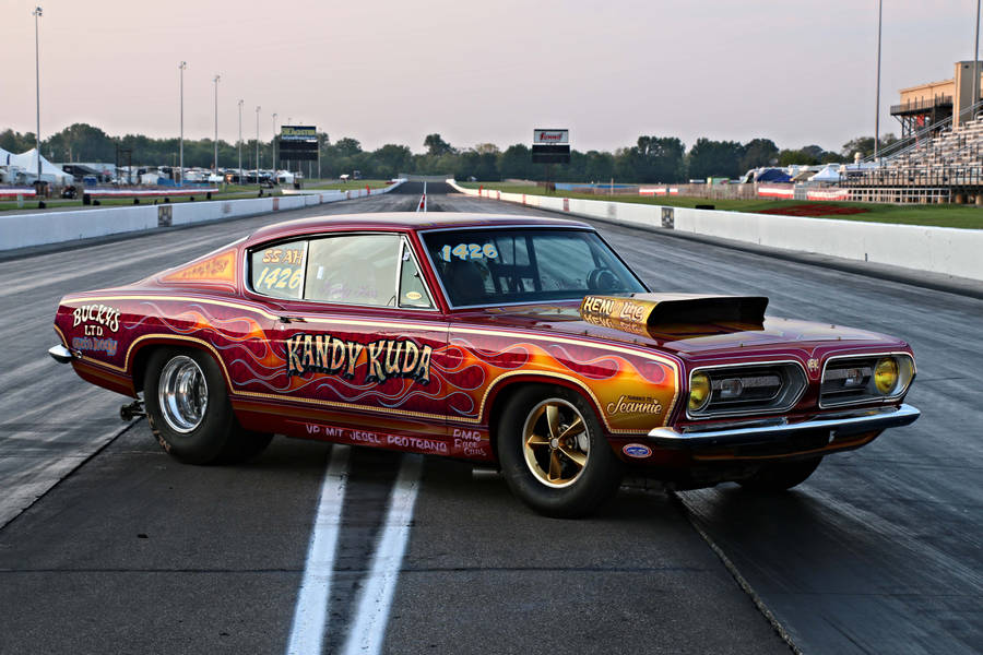 Customized 1968 Plymouth Barracuda Red Color Wallpaper