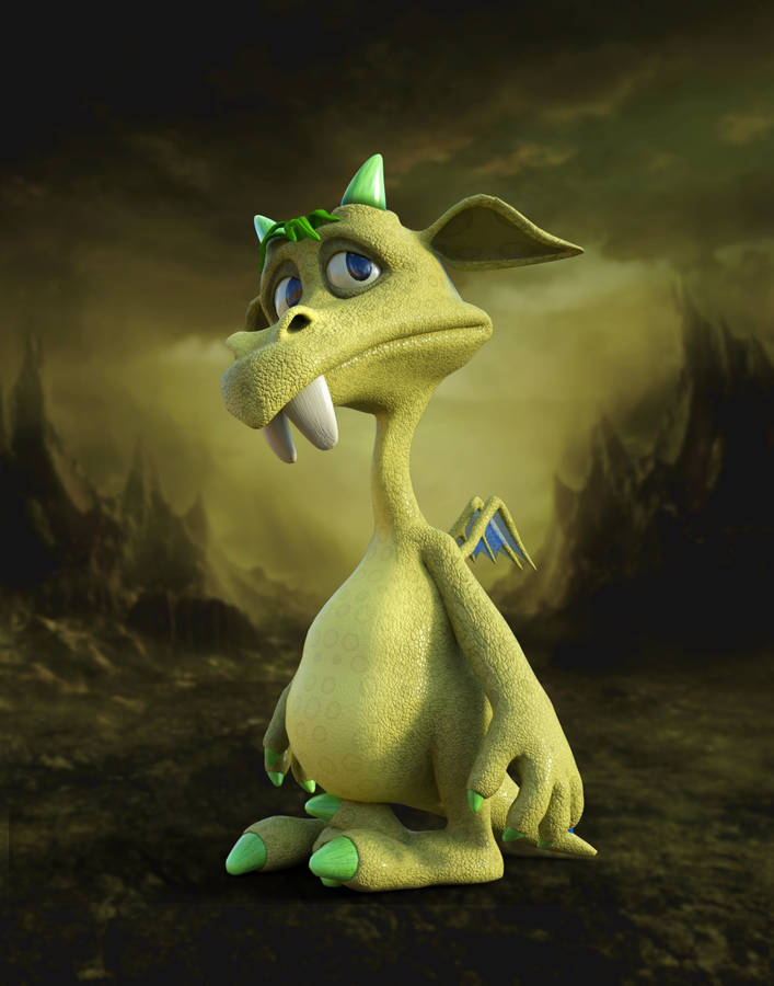 Cute 3d Phone Green Dragon Wallpaper