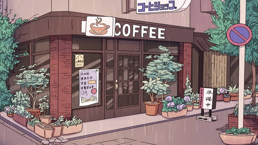 Cute Aesthetic Cafe Art Wallpaper