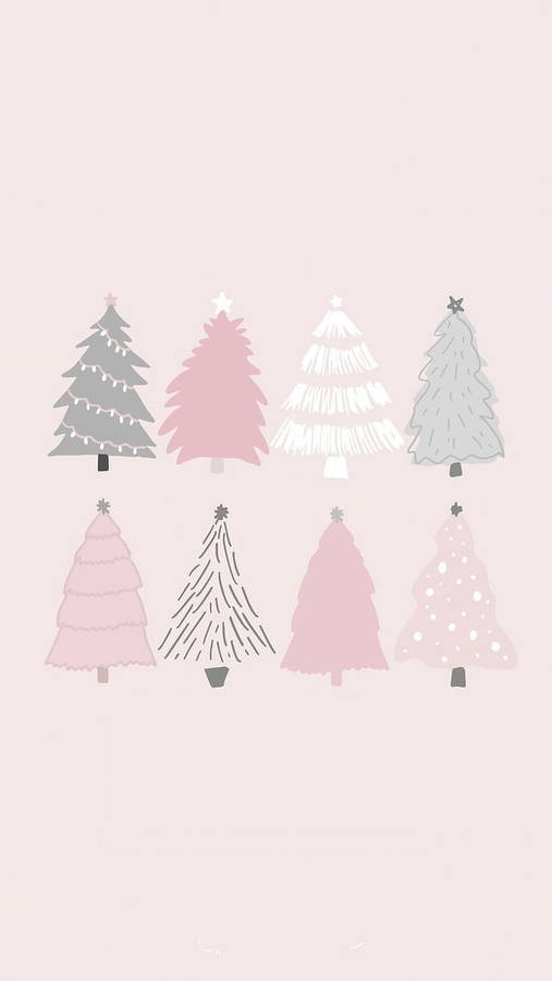 Cute Aesthetic Christmas Trees Wallpaper