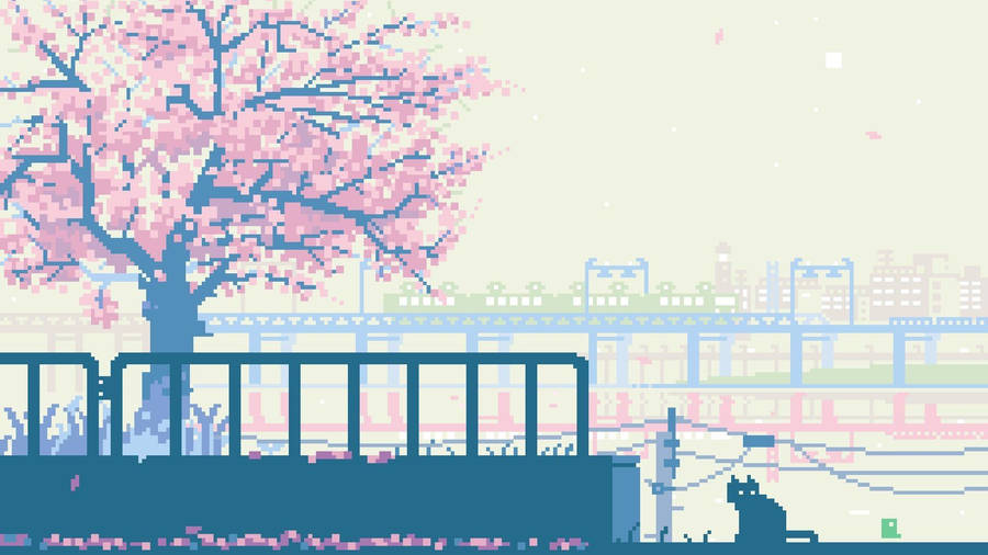 Cute Aesthetic Japanese Pixel Art Wallpaper