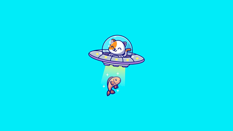 Cute Aesthetic Pc Ufo Cat Wallpaper