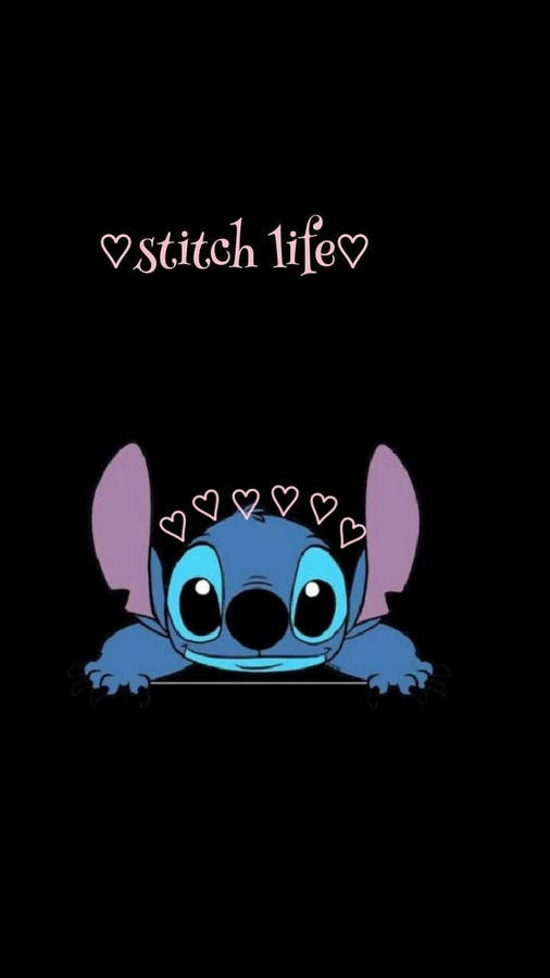 Cute Aesthetic Stitch With Heart Stencils Wallpaper