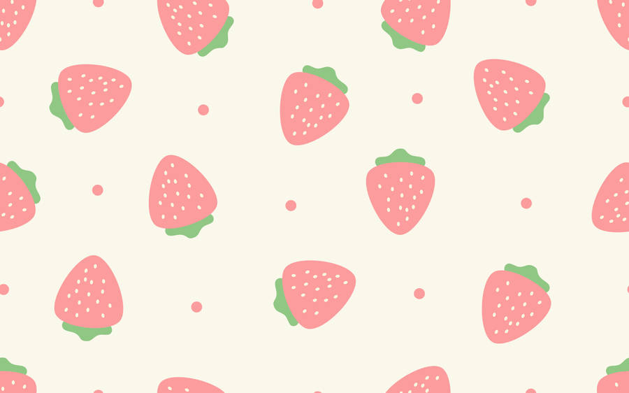 Cute Aesthetic Strawberry Desktop Wallpaper