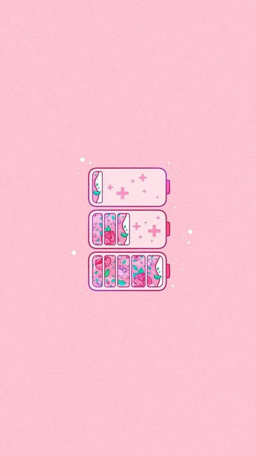 Cute And Pink Battery Bar Background Wallpaper