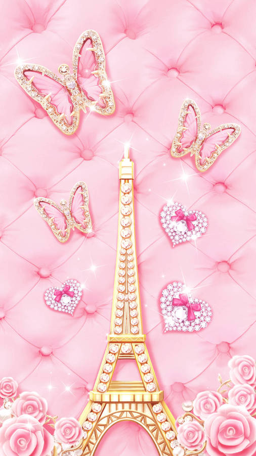 Cute And Pink Eiffel Tower Art Wallpaper