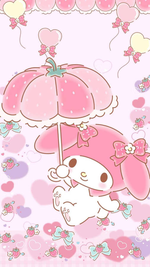 Cute And Pink My Melody Backdrop Wallpaper