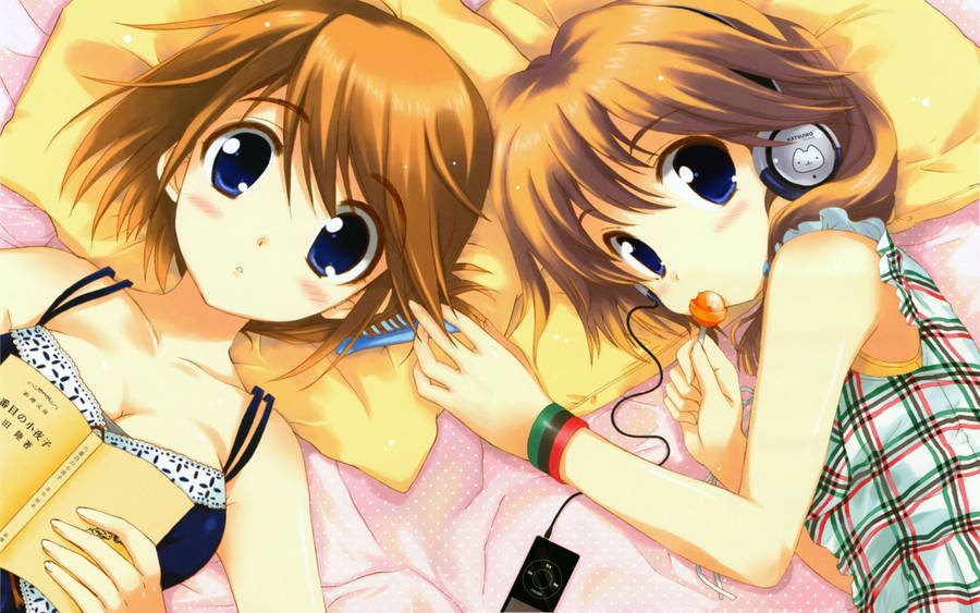 Cute Anime Best Friend Sleepover Wallpaper