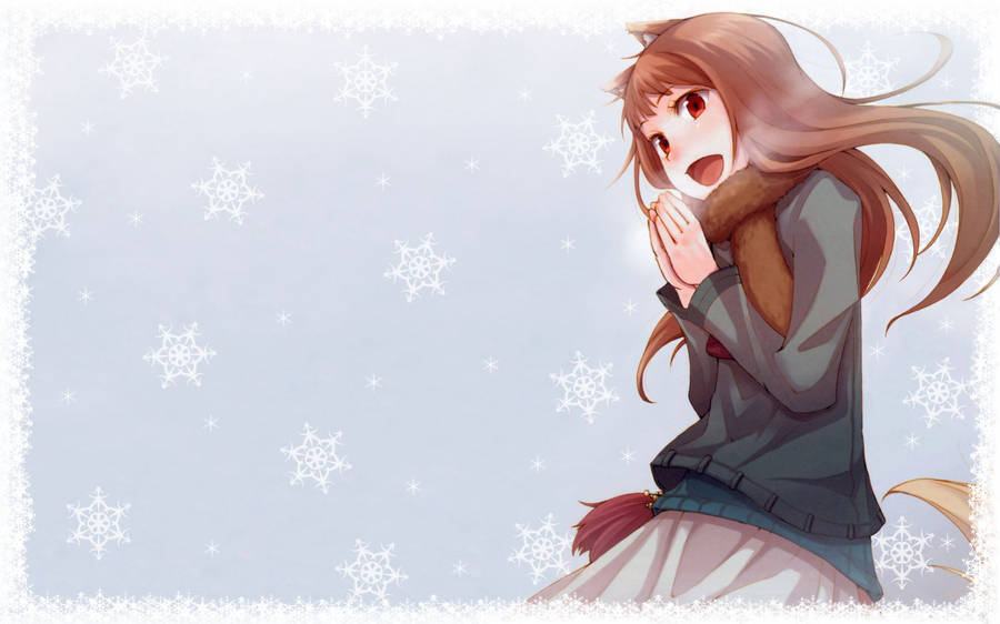 Cute Anime Characters With Snowflakes Wallpaper