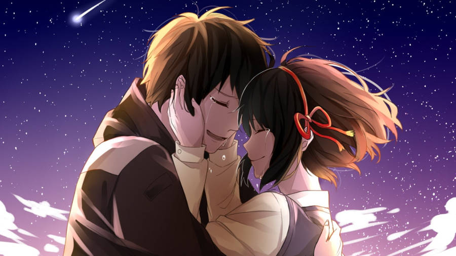 Cute Anime Couple Crying Wallpaper