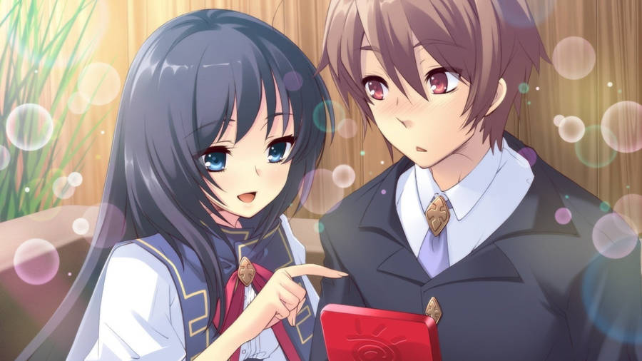 Cute Anime Couple Playing Video Game Wallpaper